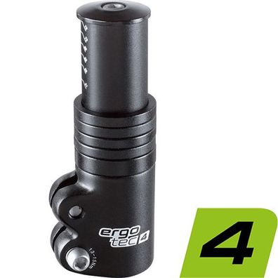 Ergotec VORBAU AHEAD Adapter 1 1/8 - 117mm, Safety Level 4, schwarz matt