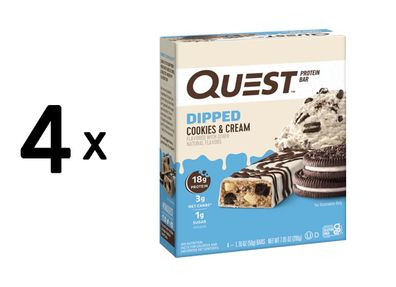 4 x Quest Nutrition Quest Bars Dipped (12x50g) Cookies and Cream