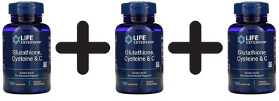 3 x Life Extension Glutathione, Cysteine & C - 100 caps