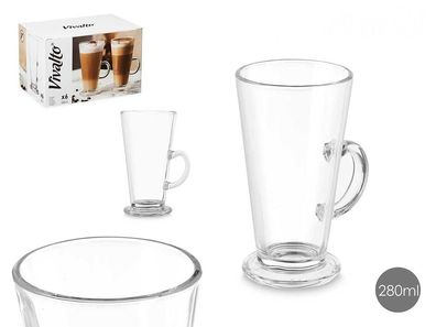 6 Latte Macchiato Gläser 280ml mit Henkel Kaffeegläser Teeggläser Kaffeebecher V