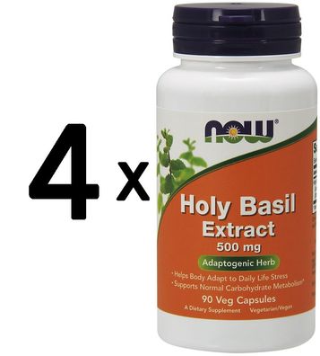 4 x NOW Foods Holy Basil Extract, 500mg - 90 vcaps