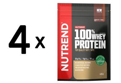 4 x Nutrend 100% Whey Protein, Chocolate + Cocoa - 400g