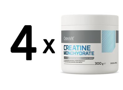 4 x OstroVit Creatine Monohydrate, Green Apple - 300g