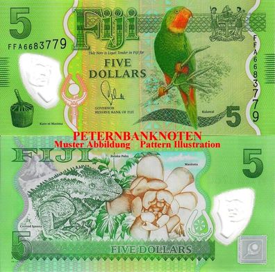 FIJI 5 Dollar 20.13 ND Unc P 115a Polymer 6500#