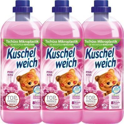 Kuschelweich Pink Kiss Weichspüler, 3x1 l - Duft und Frische