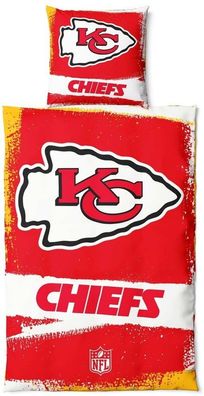 Kansas City Chiefs Bettwäsche-Set RAW American Football NFL -135x200 + 80x80cm