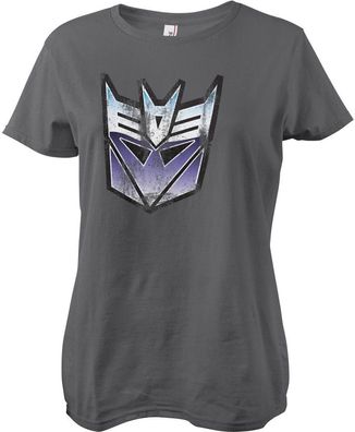 Transformers Distressed Decepticon Shield Girly Tee Damen T-Shirt Darkgrey
