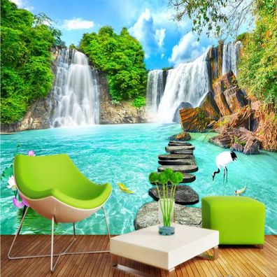 Vlies Fototapete Wandtapete Wandbilder 3D Landschaft Wasserfall 2093