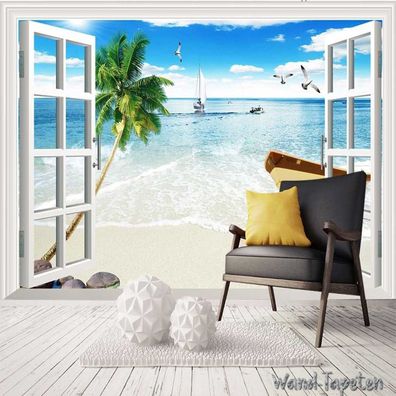 Vlies Fototapete Wandtapete Wandbilder Moderne Coconut Beach Boat 2098