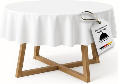 Tischdecke Tischtuch rund Damast weiß 100% Baumwolle Damast