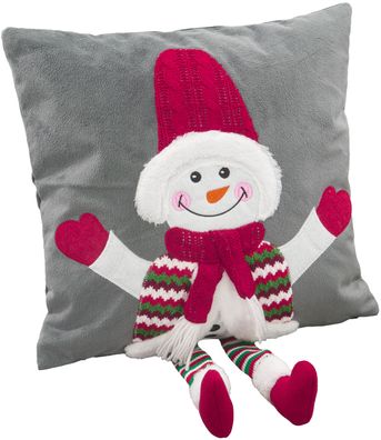 Kissenhülle Kissenbezug Weihnachten 40x40 3D MotivKissen Kantenhocker Schneemann