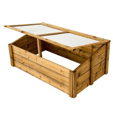 Frühbeet 100x60 cm, braun, Frühbeetaufsatz für Hochbeete, Frühbeetkasten : braun