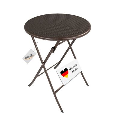 Klapptisch rund, Rattan-Optik, braun, 60 cm, Balkontisch, klappbar : braun