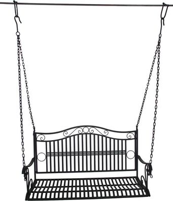 Hängebank Metall, 2-Sitzer, Schaukel mit Ketten, Hängesessel schwarz