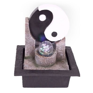 Zimmerbrunnen mit LED-Beleuchtung, Dekobrunnen Yin Yang für die Wohnung
