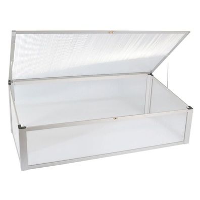 Frühbeet aus Aluminium, Frühbeetaufsatz für Hochbeete, Frühbeetkasten 56,5 x 110 cm