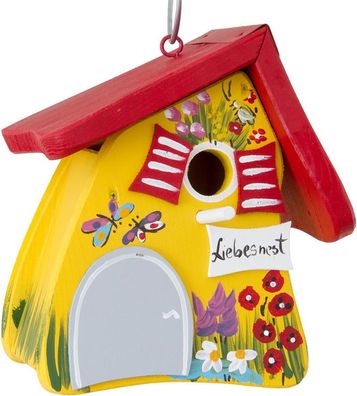 Vogelvilla, Nistkasten, handbemalt, wetterfest, Gartenzauber gelb : Gartenzauber gelb