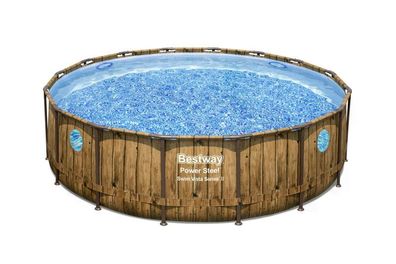 Frame Pool Komplettset Power Steel Swim Vista Series II, rund, Holzoptik, 488 x 122 c