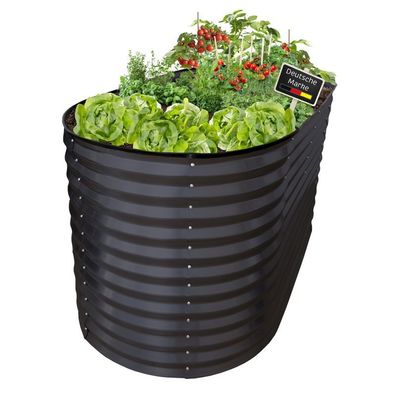 Hochbeet Metall oval 160x80x78cm anthrazit, Pflanzbeet wetterfest, Gartenbeet : anthr