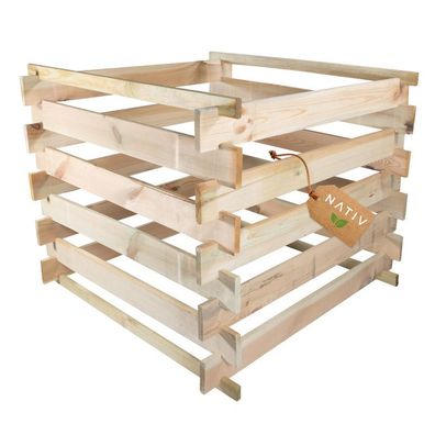 Komposter Holz 88x88x73cm, Holzkomposter mit Stecksystem, Schnellkomposter