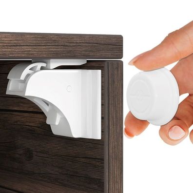 Magnetische Kindersicherung ohne Bohren mit 20 Schlösser+4 Schlüssel, weiß : weiß