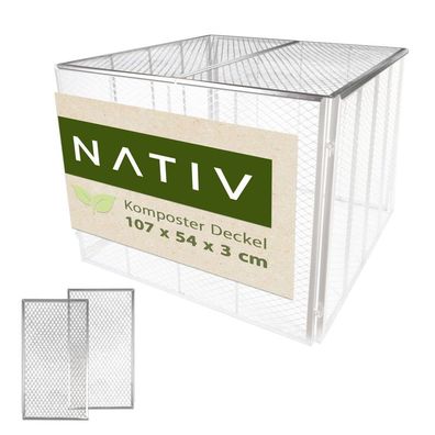 Komposter 80x80x70 cm mit Deckel und Bodengitter, Metallkomposter mit Abdeckung : M