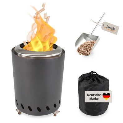 Tischkamin anthrazit für Holzpellets, rauchfreies Tischfeuer, Feuerstelle : anthrazit
