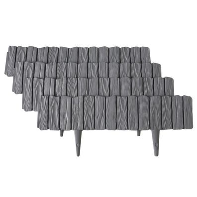 Rasenkante Kunstoff braun, 224 cm lang, Flexible Beeteinfassung in Holz-Optik : braun