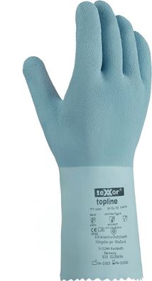teXXor Topline Chemikalienschutz-Handschuhe Naturlatex Geraut (12 Paar) 2250