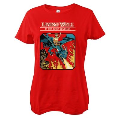 Steven Rhodes Damen T-Shirt Living Well Is The Best Revenge Girly Tee
