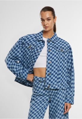 Urban Classics Damen Jeansjacke Ladies 80's Oversized Laser Printed Denim Jacket