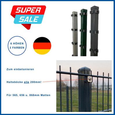 GEWA Pfosten Doppelstabmatten Zaunpfosten Zaunpfahl mit Halter 60x40mm TOP-PREIS