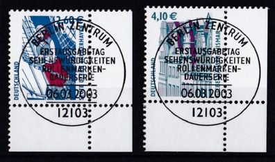 BRD 2003 gestempelt ESST MiNr. 2322-2323 Sehenswürdigkeiten Ecke unten rechts