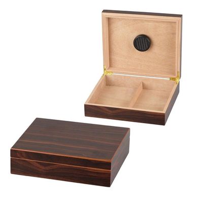 Hauser Humidor im dunklen Walnuss Holzdekor, für bis zu 20 Zigarren