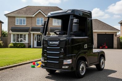 Elektro LKW Scania R Kinderauto - Lizenziert, 2x12V, Ledersitz, inkl. RC, Feder