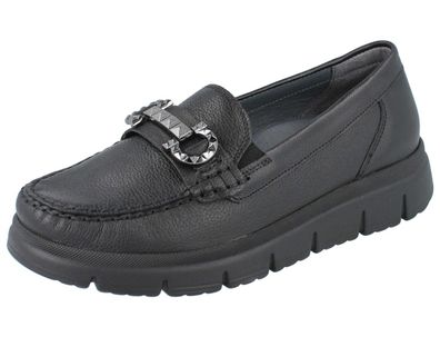 Waldläufer H Pina Damen Slipper Halbschuhe schwarz Glattelder