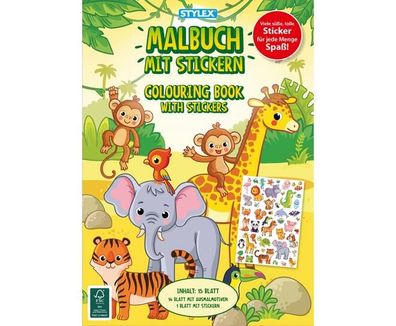 Stylex 77077 Sticker-Malbuch Motiv TIERE DIN A4 1 Stück