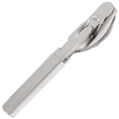 Black Snake® Camping Geschirr Set - flacher & tiefer Teller mit Besteck und Karabi