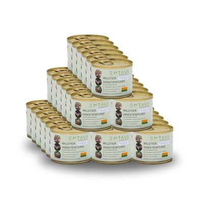 ENTAVA Frisches Insektenpüree 200g Dose (36er Pack) 100% Insekten, Igel-, Vogelfutter
