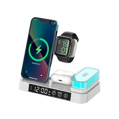 5in1 induktive Ladestation Qi Wireless Charger Ladegerät Digitaluhr Nachtlicht