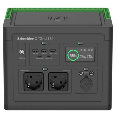 APC Schneider OffGrid 730 - Tragbares kraftwerk - LCD, Lithium-Ionen, 2 CEE 7/3 Schu