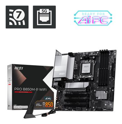 MSI PRO B850M-P WIFI, AMD, Sockel AM5, AMD Ryzen 7000 Series, AMD Ryzen 8000 Se... ->