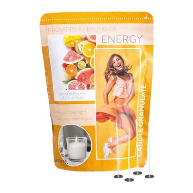 Kerzengranulat mit Duft zum Selbergießen, Energy, WENZEL, inkl. 4 Dochten & Dochthalt