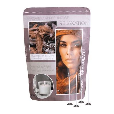 Kerzengranulat mit Duft zum Selbergießen, Relaxation, WENZEL, inkl. 4 Dochten & Docht