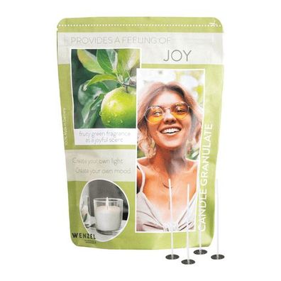 Kerzengranulat mit Duft zum Selbergießen, Joy, WENZEL, inkl. 4 Dochten & Dochthaltern