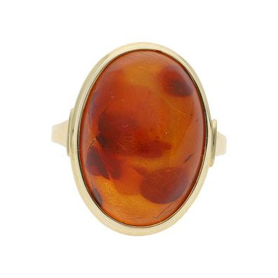 Ring Gold 585 Damen Handarbeit Bernstein Second Hand wie neu 25325953 getragen