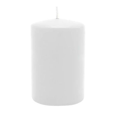 Stumpenkerze aus Paraffin, Weiß, WENZEL, 80/60 mm, Brenndauer ca. 22h, selbstverlösch