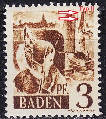 Germany Alliiert Franz. Zone [Baden] MiNr 0002 yv II ( * */mnh )