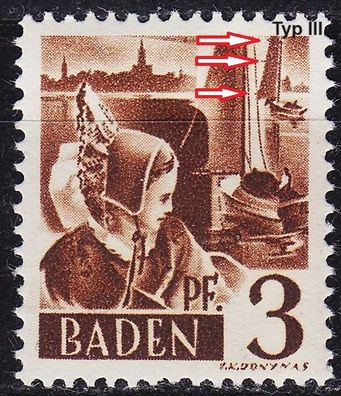 Germany Alliiert Franz. Zone [Baden] MiNr 0002 yv III ( * */mnh )