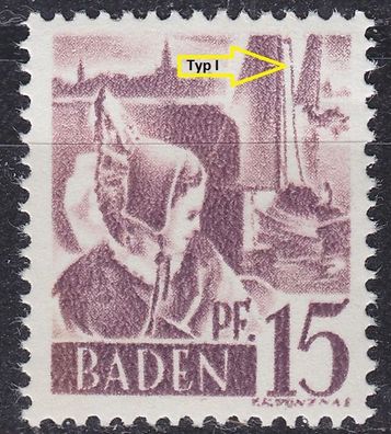 Germany Alliiert Franz. Zone [Baden] MiNr 0005 yv I ( * */mnh )